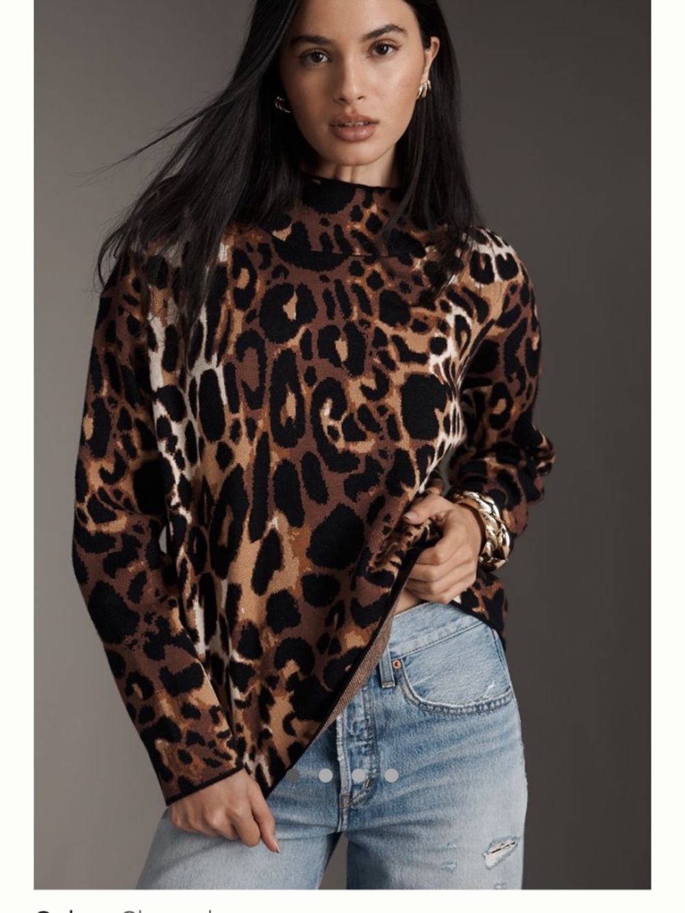 Maeve The Carys Mock-Neck Sweater - Cream & Black